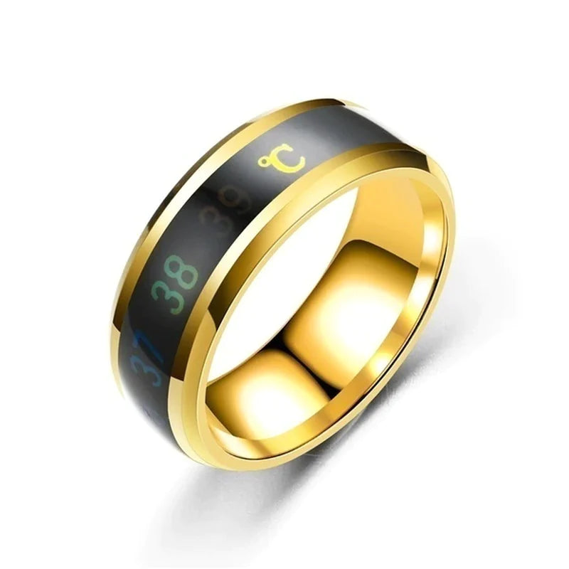 Smart Sensor Body Temperature Ring Stainless Steel Fashion Display Real-Time Temperature Test Finger Rings