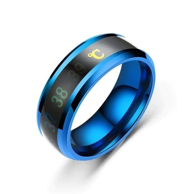 Smart Sensor Body Temperature Ring Stainless Steel Fashion Display Real-Time Temperature Test Finger Rings