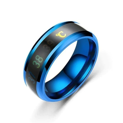 Smart Sensor Body Temperature Ring Stainless Steel Fashion Display Real-Time Temperature Test Finger Rings