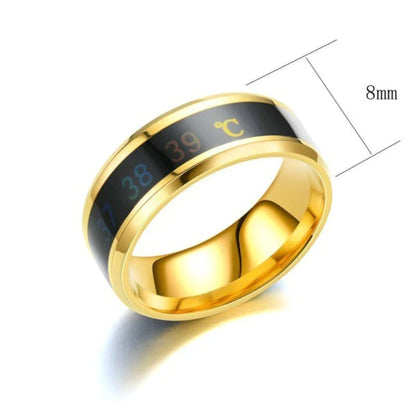 Smart Sensor Body Temperature Ring Stainless Steel Fashion Display Real-Time Temperature Test Finger Rings